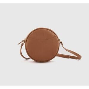 New! Quince Women's Italian Leather Luxury Sling Crossbody Circle Bag Cognac